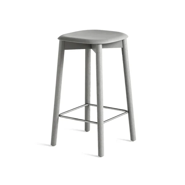 HAY Soft Edge 32 Low bar stool Soft grey-soft grey oak frame