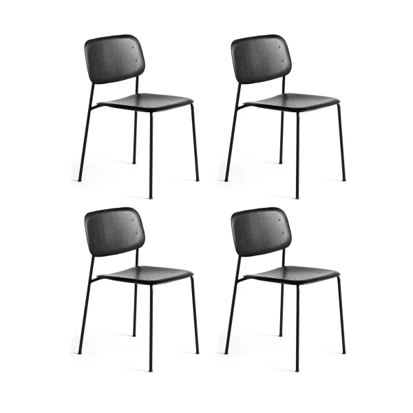 HAY Soft Edge 40 chair, Black oak-black steel frame, 4-pack