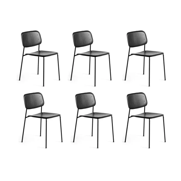 HAY Soft Edge 40 chair, Black oak-black steel frame, 6-pack
