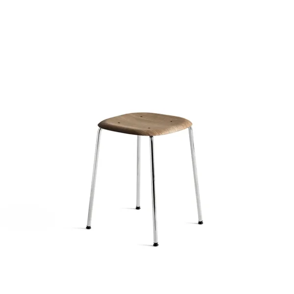 HAY Soft Edge 70 stool Smoked oak-chrome frame