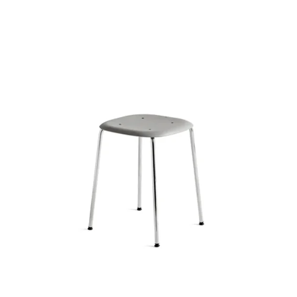 HAY Soft Edge 70 stool Soft grey, chrome frame
