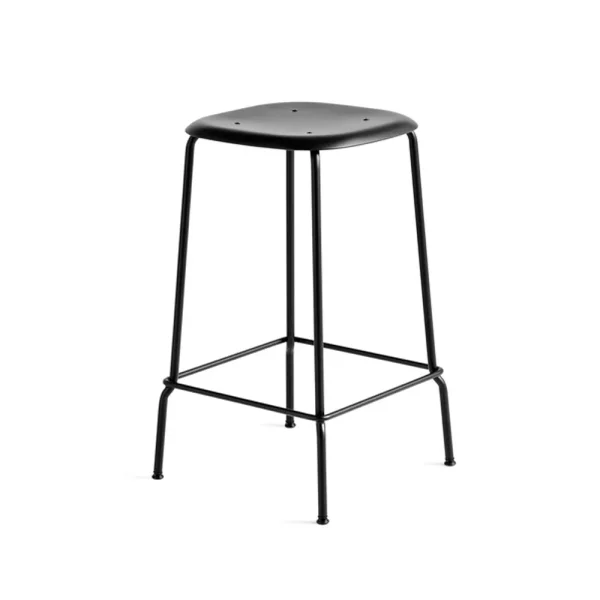 HAY Soft Edge 85 Low bar stool Black-black steel frame