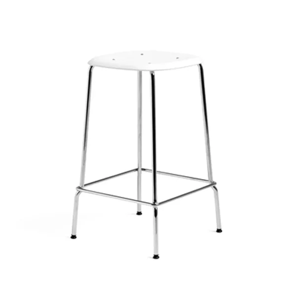 HAY Soft Edge 85 Low bar stool White-chrome frame