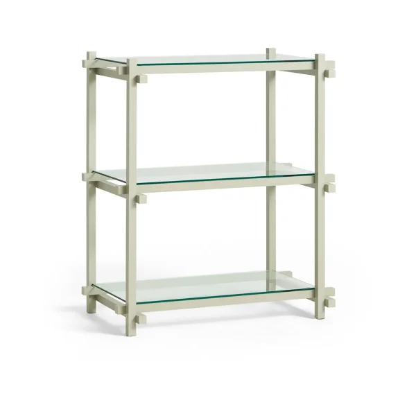 HAY Woody Column shelf Beech-clear glass, low