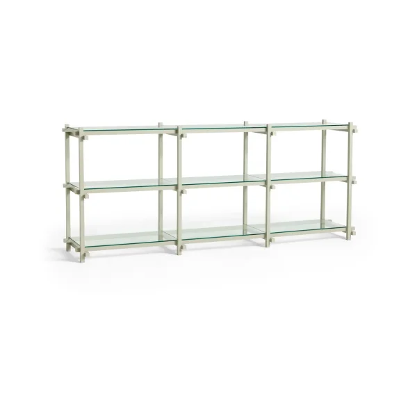 HAY Woody shelf Beech-clear glass, low