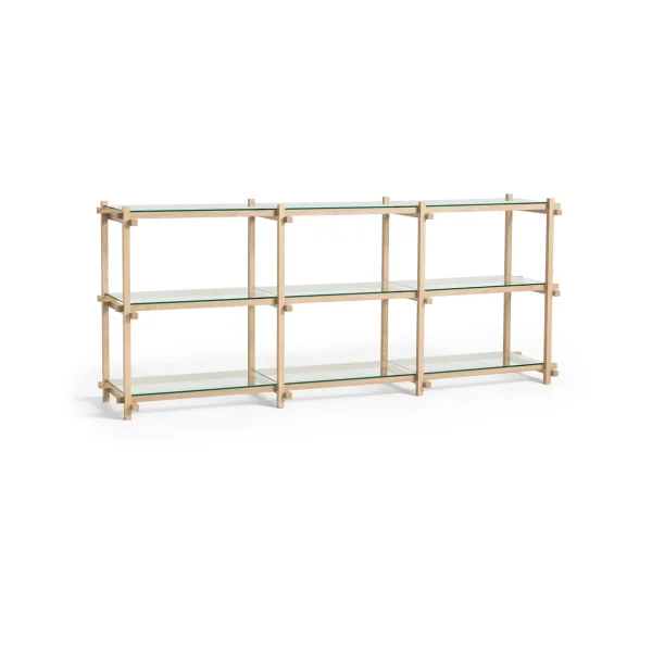 HAY Woody shelf Oak-clear glass, low