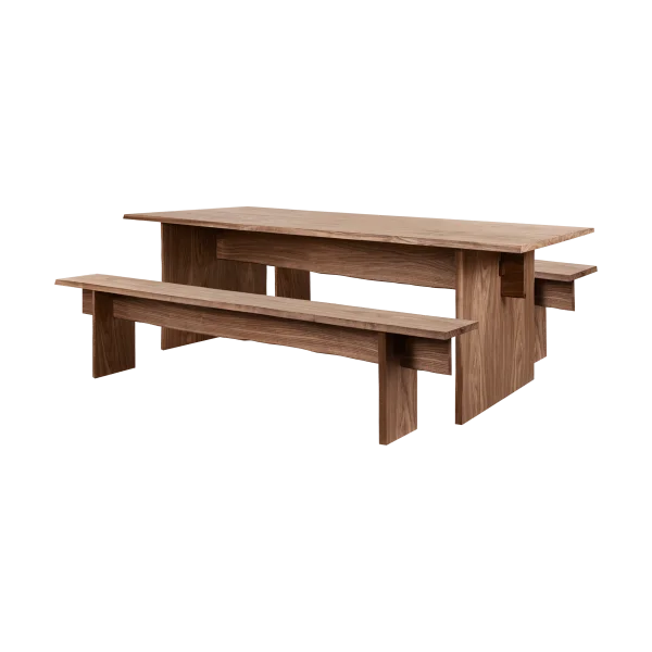 Hem Bookmatch dining table with benches 220 cm Walnut
