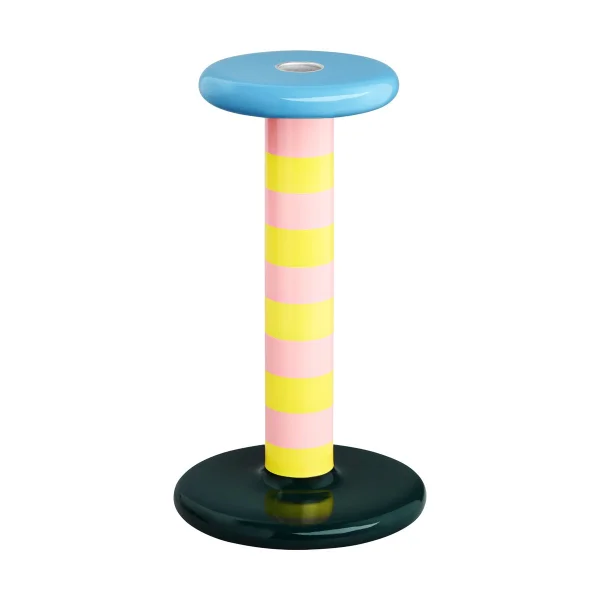 Hem Pesa candlestick High 23 cm Pink-sulfur yellow stripe