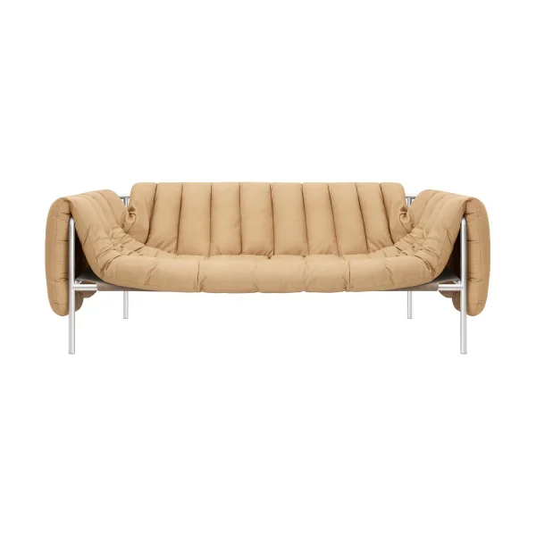 Hem Puffy 2,5-seater sofa 205 cm Sand leather-stainless steel