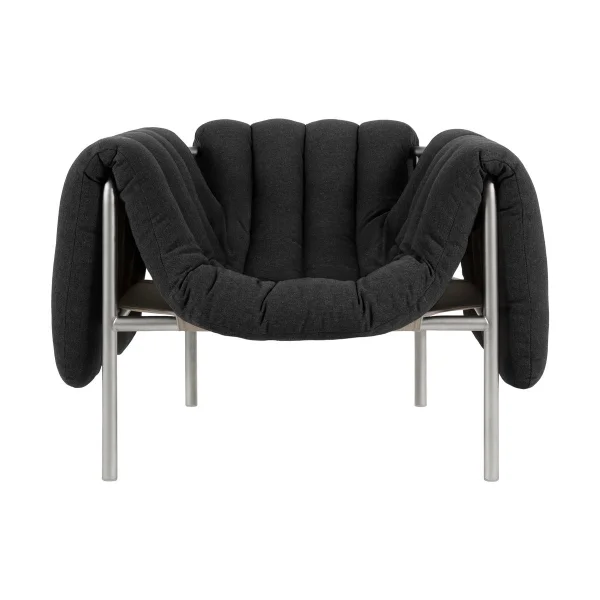 Hem Puffy lounge chair Anthracite-stainless steel