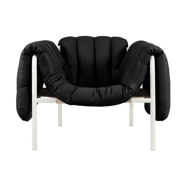 Hem Puffy lounge chair Black leather-cream