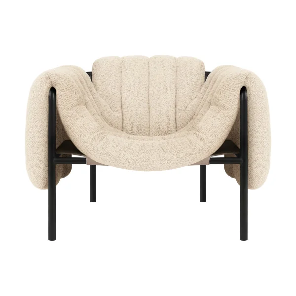 Hem Puffy lounge chair Eggshell-black grey