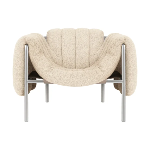 Hem Puffy lounge chair Eggshell-stainless steel
