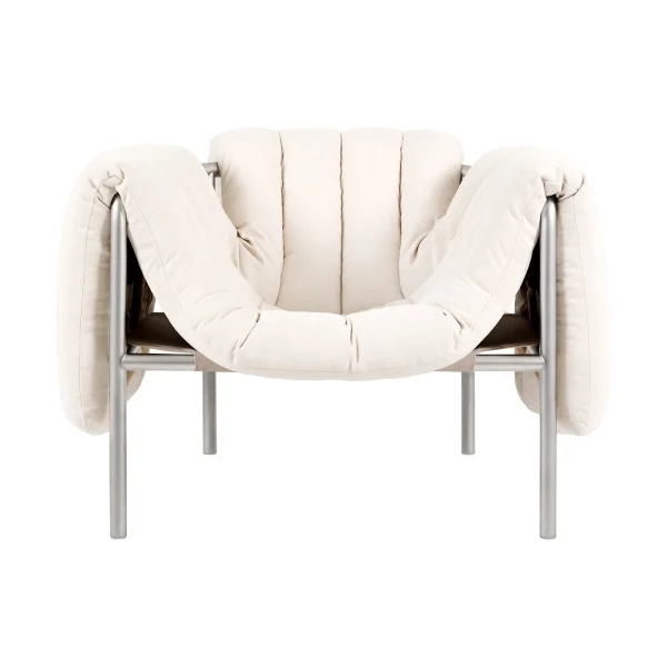 Hem Puffy lounge chair Natural-stainless steel