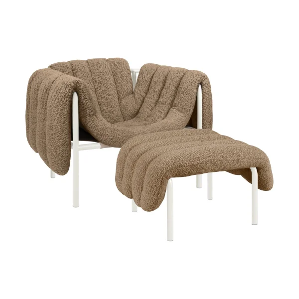 Hem Puffy lounge chair + ottoman Sawdust-cream