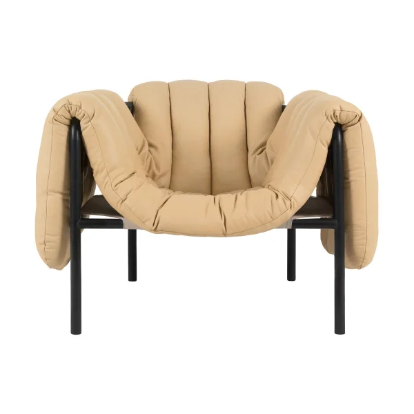 Hem Puffy lounge chair Sand leather-black grey