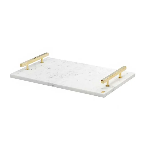 Hilke Collection Hilke Collection tray 40.5x25.5 cm White marble-solid brass