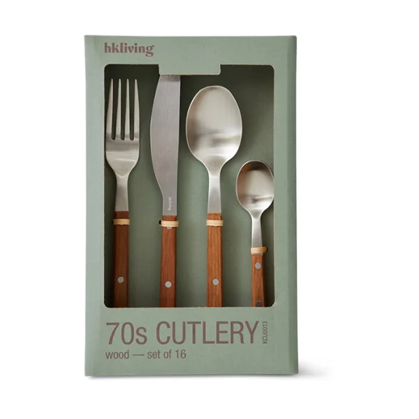 HKliving 70's cutlery set 16 pieces Wood