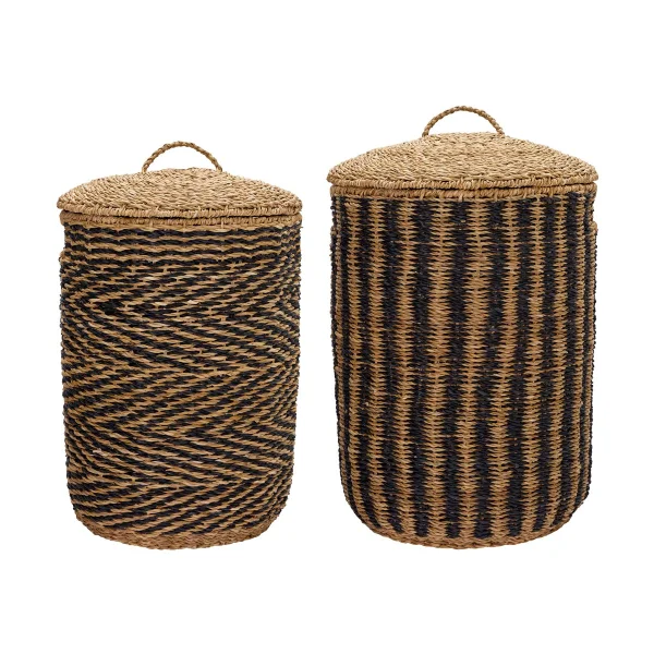 House Doctor Cesto laundry basket 2 pieces Natural-black