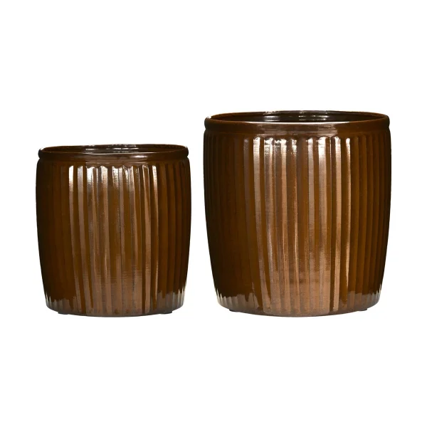 House Doctor Groove planter 2 parts small Brown