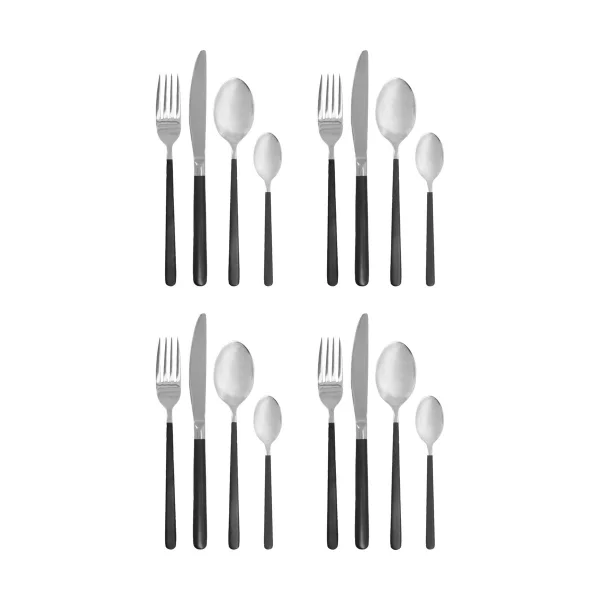 House Doctor Ox cutlery set 16 pieces Black-silver