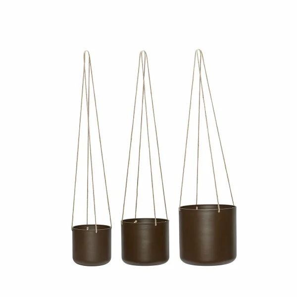 Hübsch Bloom hanging pots 3-pack Brown
