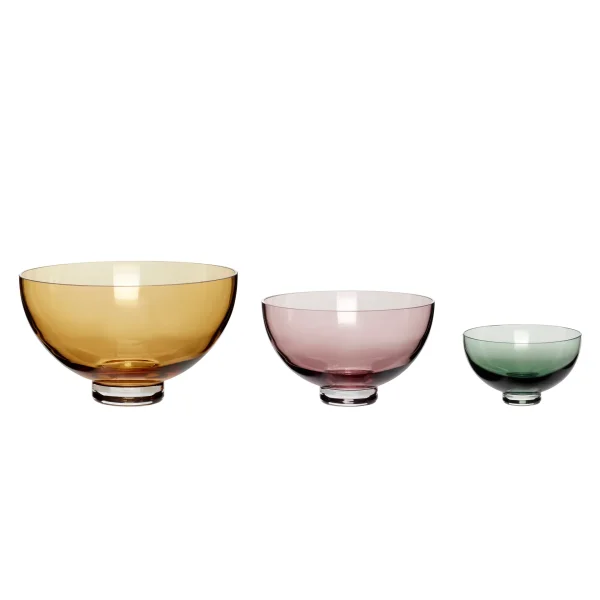 Hübsch Bowl 3-pack Amber-pink-green