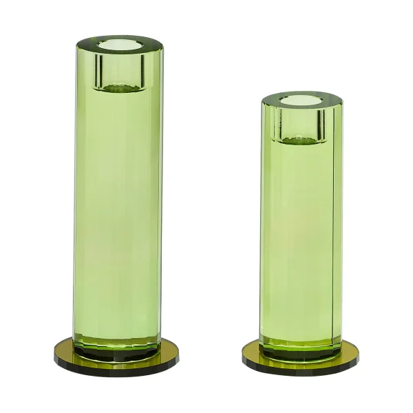 Hübsch Cut candle holder 2 pieces Green
