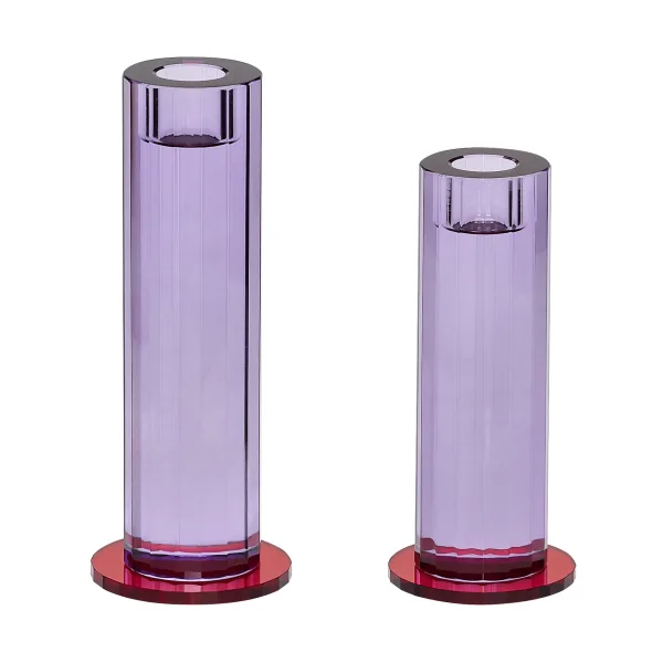 Hübsch Cut candle holder 2 pieces Purple
