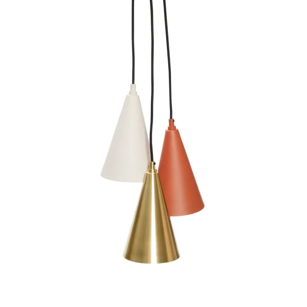 Hübsch Drop Pendant 3 pcs Brown-brass-beige