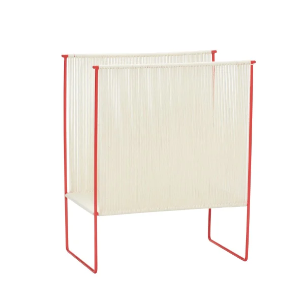Hübsch Magazine holder cotton cord Metal-nature-red