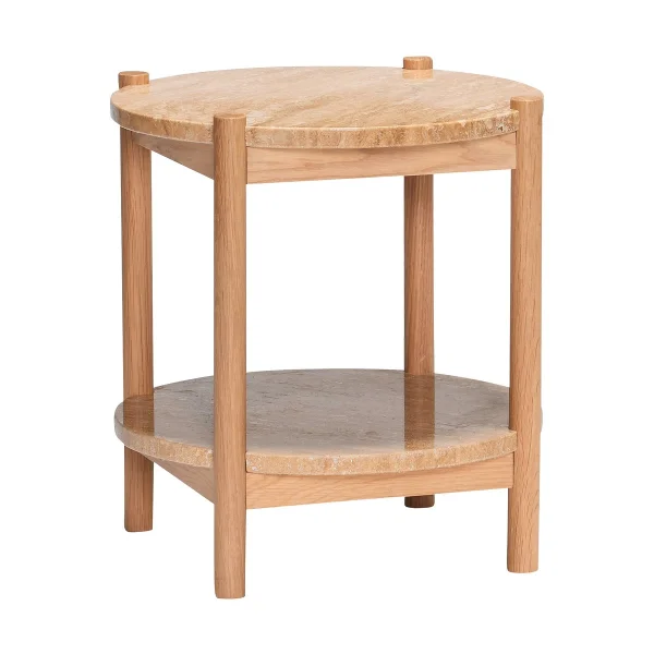 Hübsch Trava side table Oak Travertine