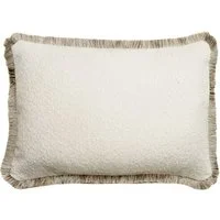 Huntsman Ivory Medium Rectangle, Sustainable Feather, Rectangle Cushion - Andrew Martin Sophie Paterson Bouclé & With Trim/Fringe & Cotton Blend & Li