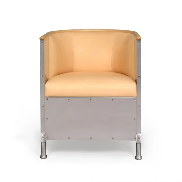 Källemo Aluminum armchair brushed matt Leather Tärnsjö natural-edge bookbinding