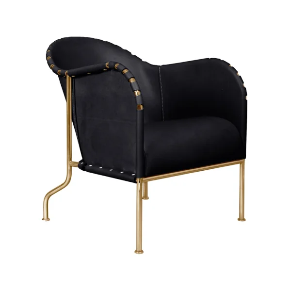 Källemo Bruno armchair Core leather black-brass frame