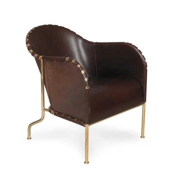 Källemo Bruno armchair Core leather cigar brown-brass base