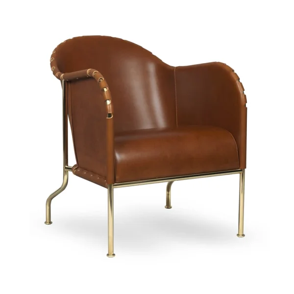 Källemo Bruno armchair Core leather cognac-brass frame