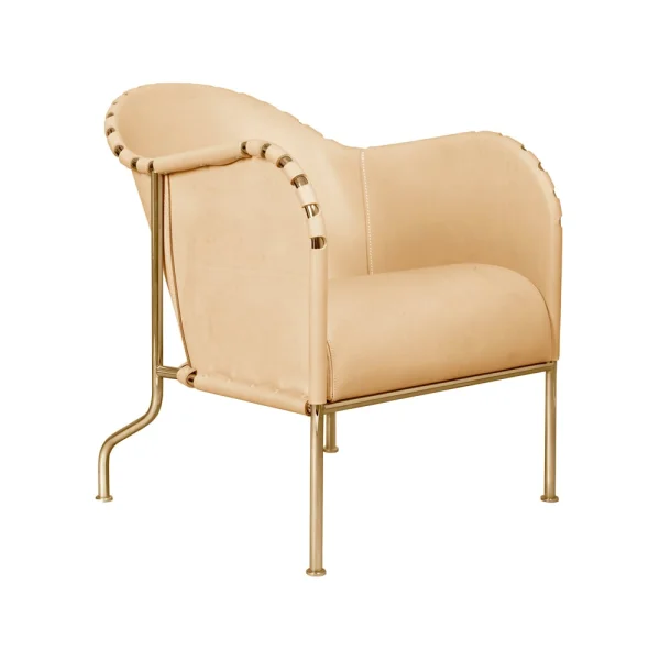 Källemo Bruno armchair Full-grain leather natural - brass frame