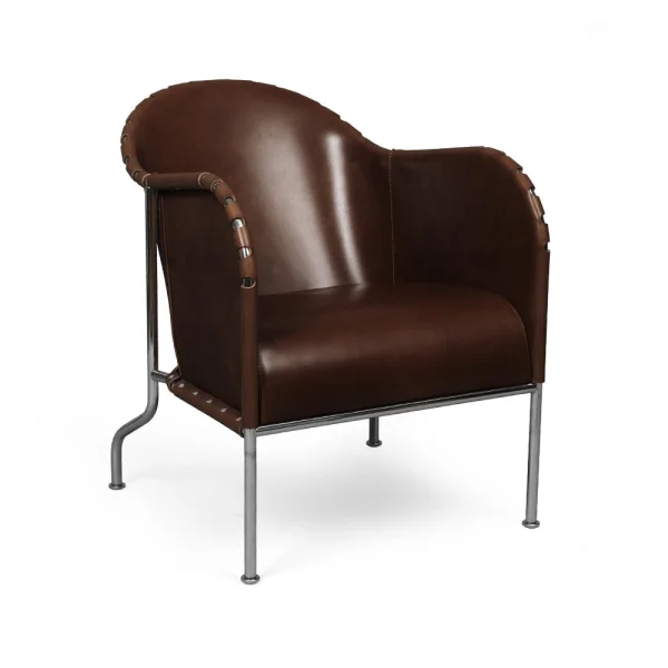 Källemo Bruno armchair Kern leather 9208 cigar brown-chrome