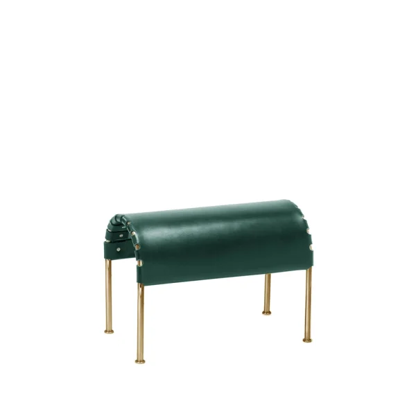 Källemo Bruno footstool Core leather bottle-green–brass frame