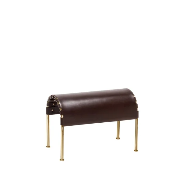 Källemo Bruno footstool Core leather cigar brown-brass base