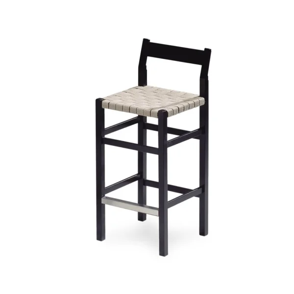 Källemo Schablon barstool Saddle strap natural-black frame