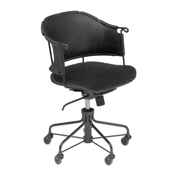 Källemo Sheriff office chair Tärnsjö leather black-black lacquered frame