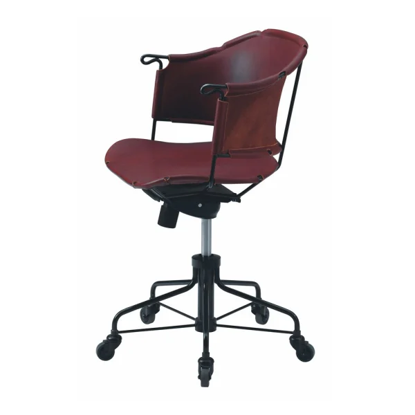 Källemo Sheriff office chair Tärnsjö leather brown–black lacquered frame