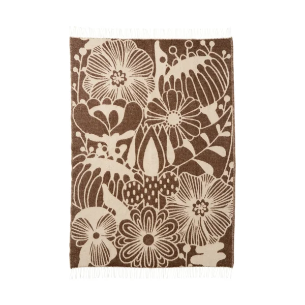 Klippan Yllefabrik Blomranka wool throw Brown-beige, 130x200 cm