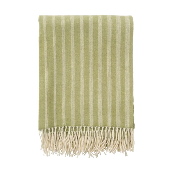 Klippan Yllefabrik Irregular stripes wool throw Olive, 130x200 cm