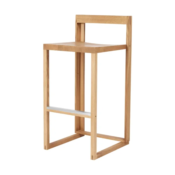Kristina Dam Studio Outline bar stool 75 cm Warm lacquered oak–brushed steel