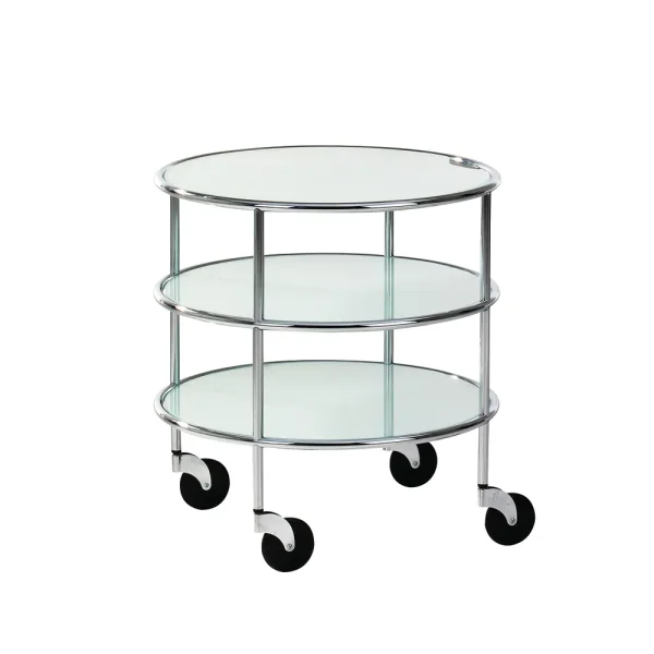 Lammhults Chicago I table on castors Frosted glass-chrome