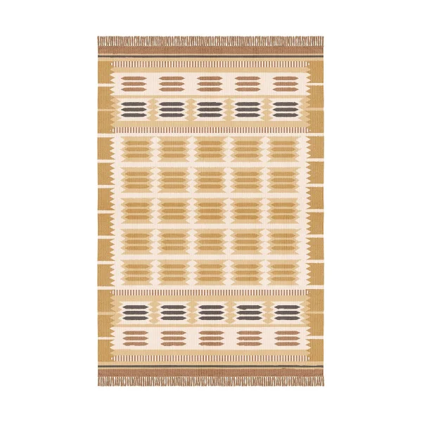 Layered Röllakan Hilma wool carpet Marigold, 140x200 cm