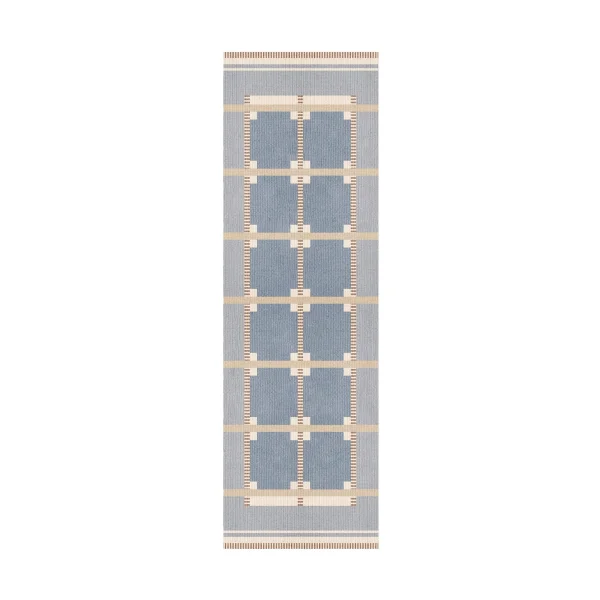 Layered Röllakan Ruth hallway carpet Summer sky, 75x240 cm